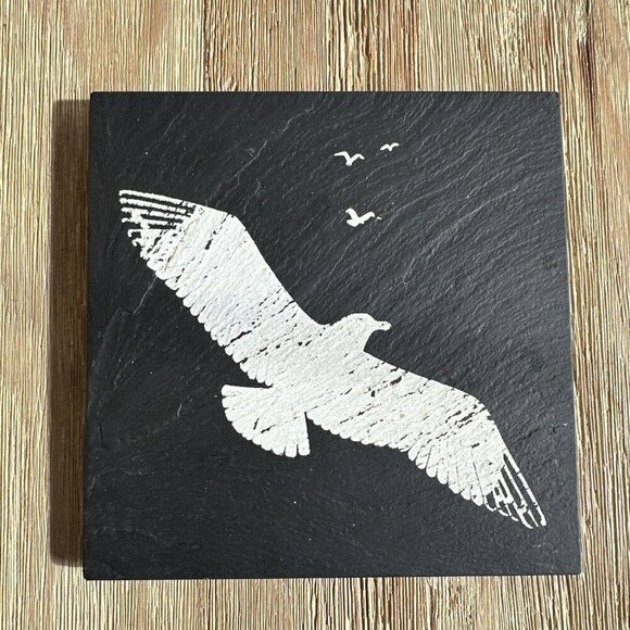 Harpswell House 300 Million Year Old Slate Trivet Topsham Maine Seagull Bird USA - Picture 1 of 7